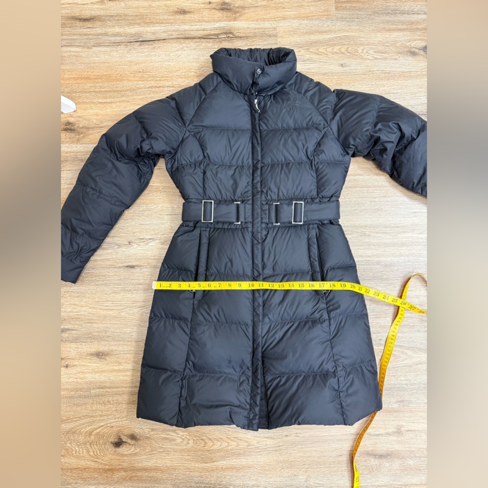 The North Face Women's Caroline Black Long Puffer Coat with Belt Size M - Picture 13 of 14